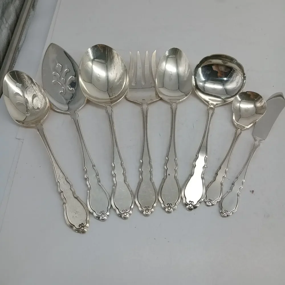 8X Serving Rogers Oneida ALOUETTE Silverplate Pie Sugar Ladle Slotted Fork Sprea